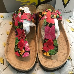 pink sandal flowered